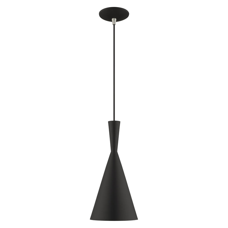 Waldorf Mini Pendant in Black with Brushed Nickel Accents
