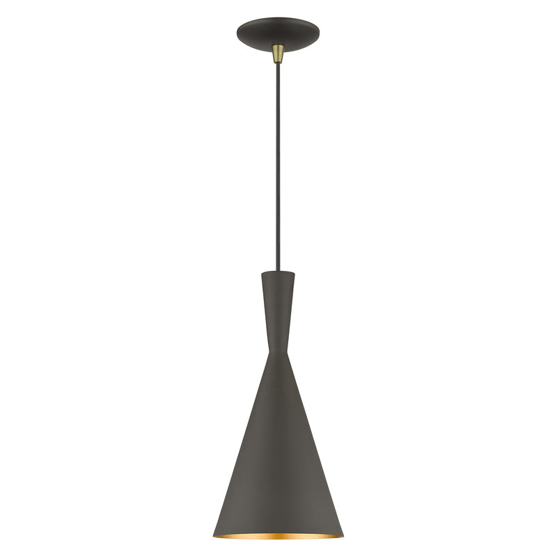 Waldorf Mini Pendant in Bronze with Antique Brass Finish Accents