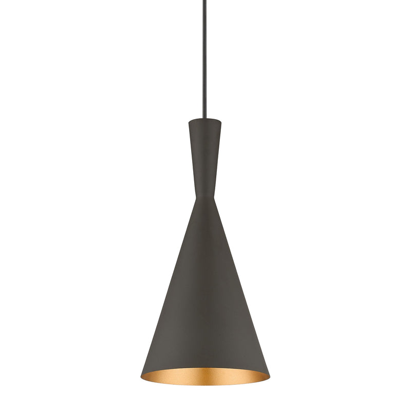 Waldorf Mini Pendant in Bronze with Antique Brass Finish Accents