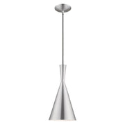 Waldorf Mini Pendant in Brushed Aluminum with Polished Chrome Accents