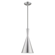 Waldorf Mini Pendant in Brushed Aluminum with Polished Chrome Accents