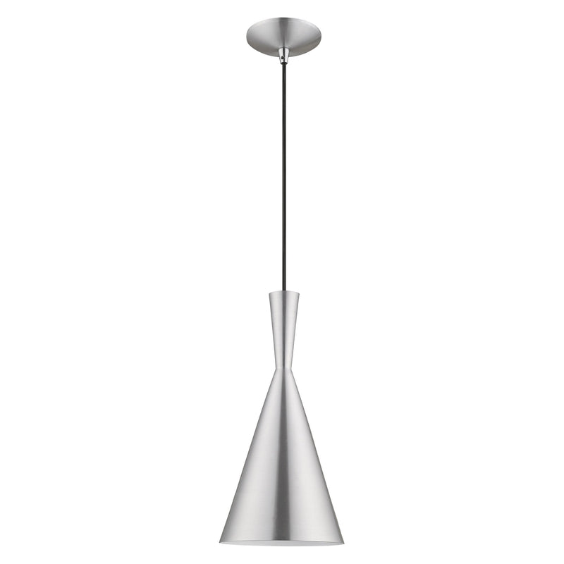 Waldorf Mini Pendant in Brushed Aluminum with Polished Chrome Accents
