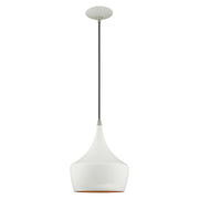 Waldorf 9.5" Pendant in White with Brushed Nickel Accents