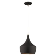 Waldorf 9.5" Pendant in Black with Brushed Nickel Accents