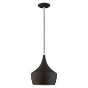 Waldorf 9.5" Pendant in Black with Brushed Nickel Accents