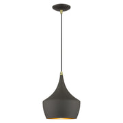 Waldorf 9.5" Pendant in Bronze with Antique Brass Finish Accents