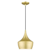 Waldorf 9.5" Pendant in Soft Gold with Polished Brass Accents