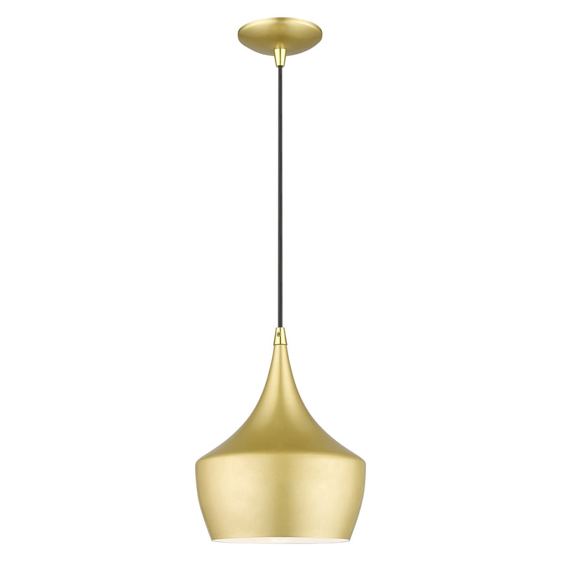 Waldorf 9.5" Pendant in Soft Gold with Polished Brass Accents