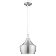 Waldorf 9.5" Pendant in Brushed Aluminum with Polished Chrome Accents