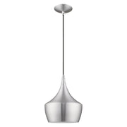 Waldorf 9.5" Pendant in Brushed Aluminum with Polished Chrome Accents