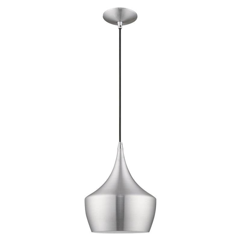 Waldorf 9.5" Pendant in Brushed Aluminum with Polished Chrome Accents