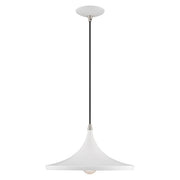 Waldorf 14" Pendant in White with Brushed Nickel Accents