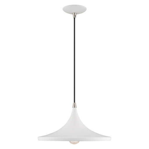 Waldorf 14" Pendant in White with Brushed Nickel Accents
