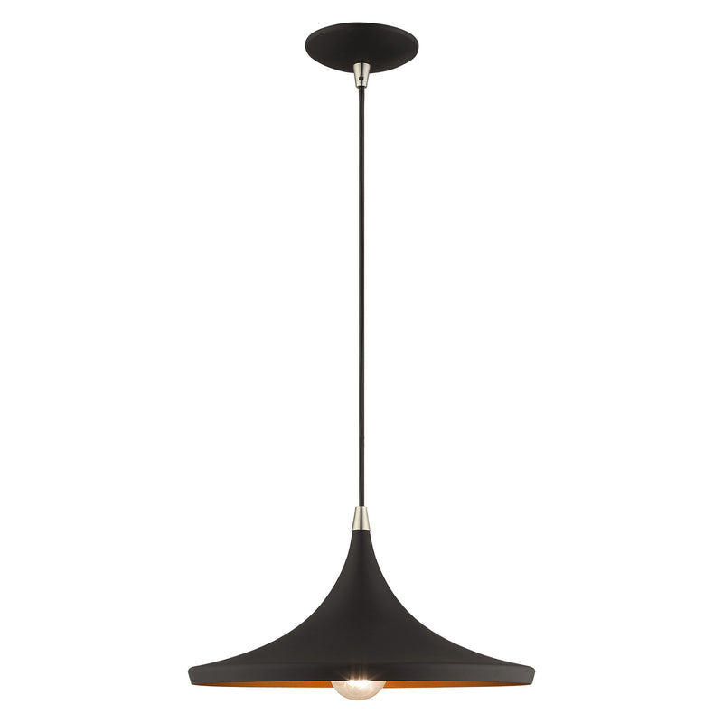 Waldorf 14" Pendant in Black with Brushed Nickel Accents