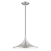 Waldorf 14" Pendant in Brushed Aluminum with Polished Chrome Accents