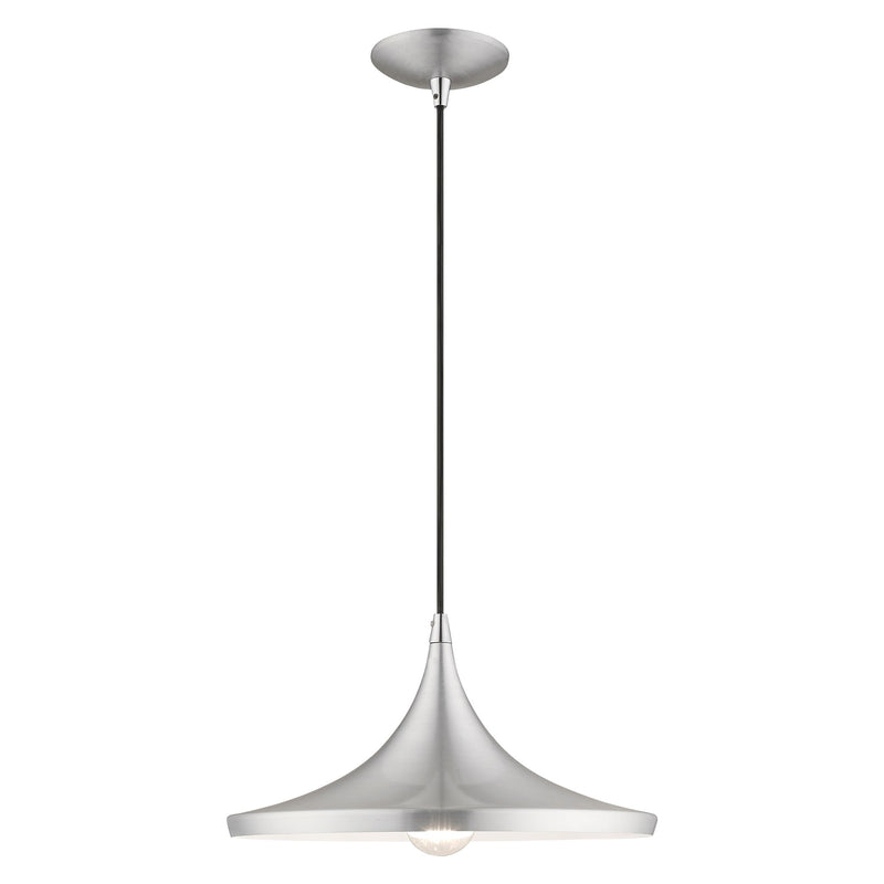 Waldorf 14" Pendant in Brushed Aluminum with Polished Chrome Accents