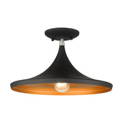 Waldorf Semi-Flush Mount in Black with Brushed Nickel Finish Accents