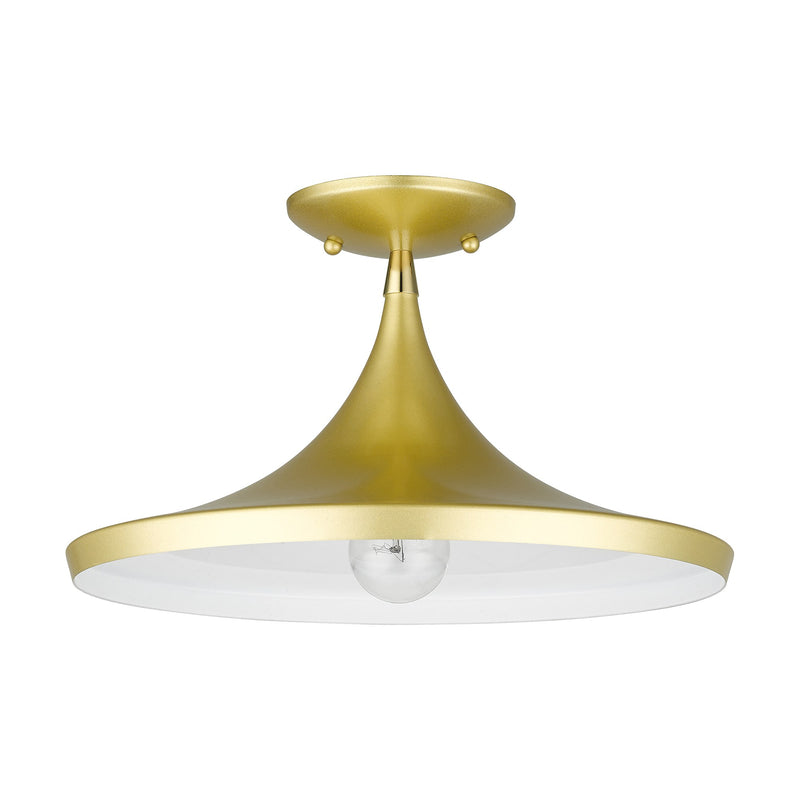 Waldorf Semi-Flush Mount in Soft Gold with Polished Brass Accents
