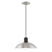 Metal Shade Mini Pendants 12.5" Bell Pendant in Brushed Nickel with Bronze Accents