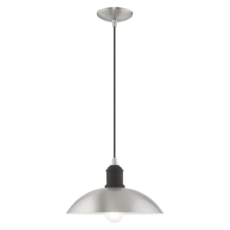 Metal Shade Mini Pendants 12.5" Bell Pendant in Brushed Nickel with Bronze Accents