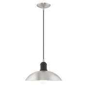 Metal Shade Mini Pendants 12.5" Bell Pendant in Brushed Nickel with Bronze Accents