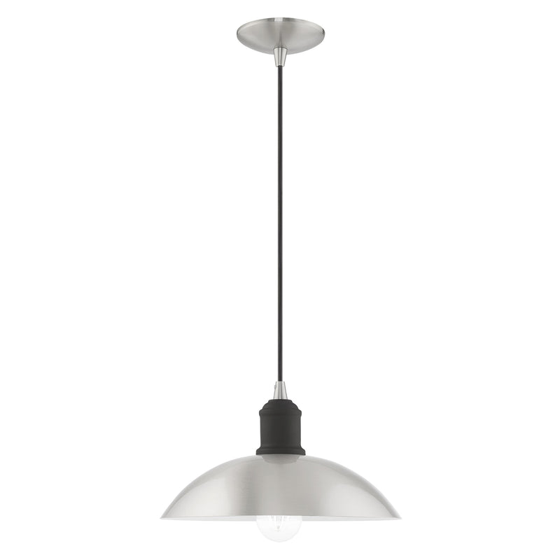 Metal Shade Mini Pendants 12.5" Bell Pendant in Brushed Nickel with Bronze Accents