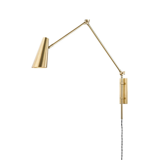 Lorne Plug-In Swing Arm Wall Lamp in Aged Brass