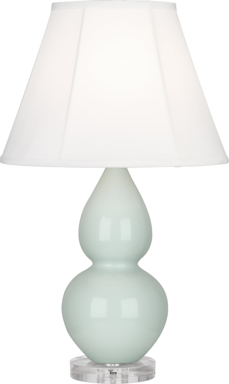 Small Double Gourd Accent Lamp with Ivory Stretched Fabric Shade - Lamps Expo