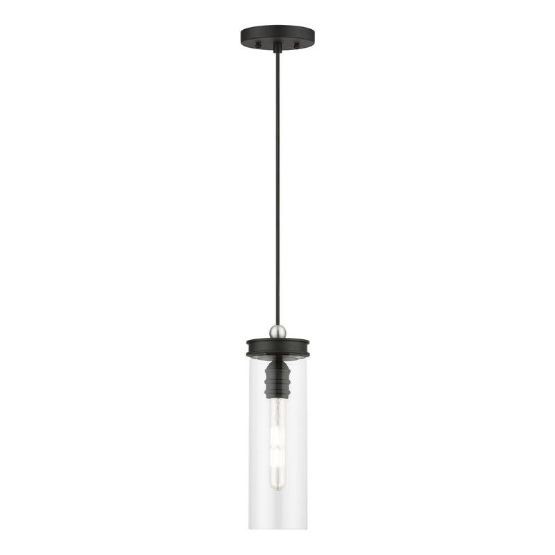 Devoe Mini Pendant in Black with Brushed Nickel Accents
