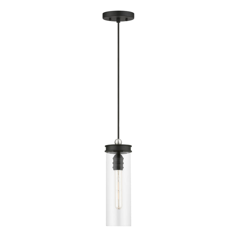 Devoe Mini Pendant in Black with Brushed Nickel Accents