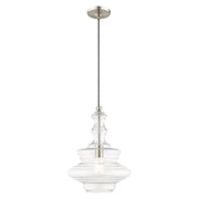 Hand Blown Art Glass 12.25" Pendant in Brushed Nickel
