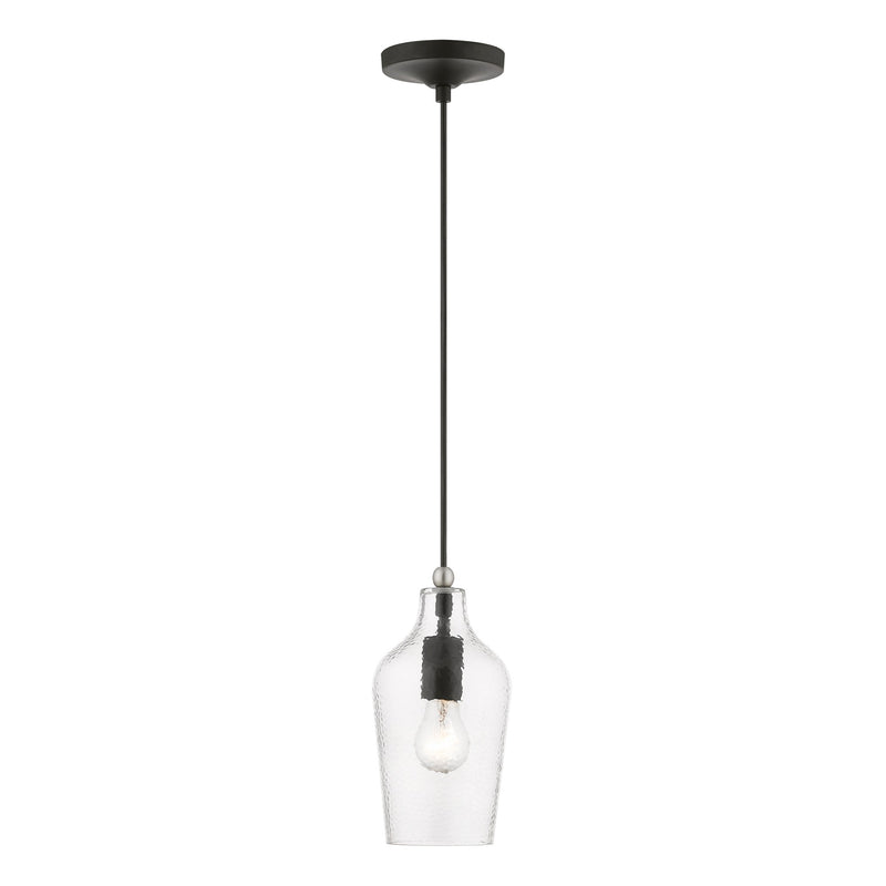 Avery Mini Pendant in Black with Brushed Nickel Accents