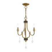 Glendale 3-Light Mini Chandelier in Antique Brass with Bronze Accents