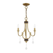 Glendale 3-Light Mini Chandelier in Antique Brass with Bronze Accents