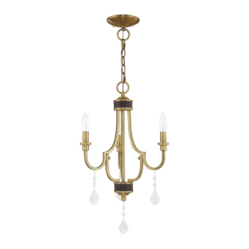 Glendale 3-Light Mini Chandelier in Antique Brass with Bronze Accents