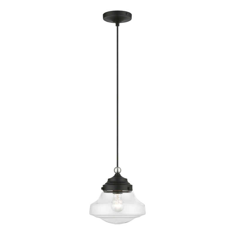 Avondale Mini Pendant in Black with Brushed Nickel Accents