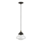 Avondale Mini Pendant in Bronze with Antique Brass Accents