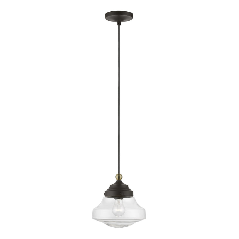 Avondale Mini Pendant in Bronze with Antique Brass Accents