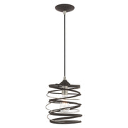Geometric Metal Shade Mini Pendant in Bronze with Brushed Nickel Accents