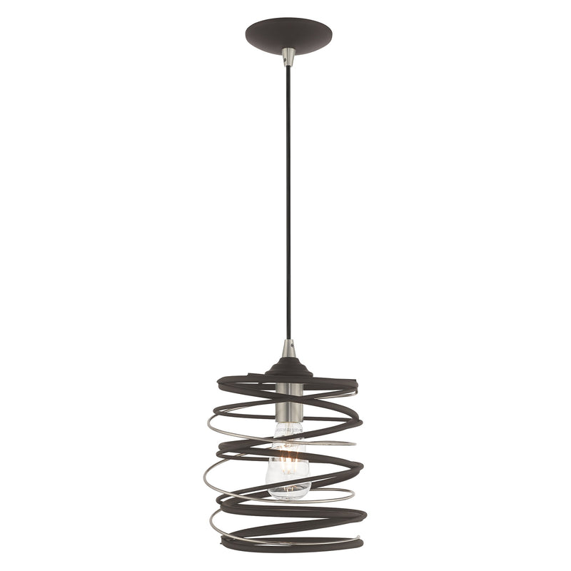 Geometric Metal Shade Mini Pendant in Bronze with Brushed Nickel Accents