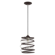 Geometric Metal Shade Mini Pendant in Bronze with Brushed Nickel Accents