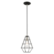 Bedford Pendant in Black with Brushed Nickel Accents
