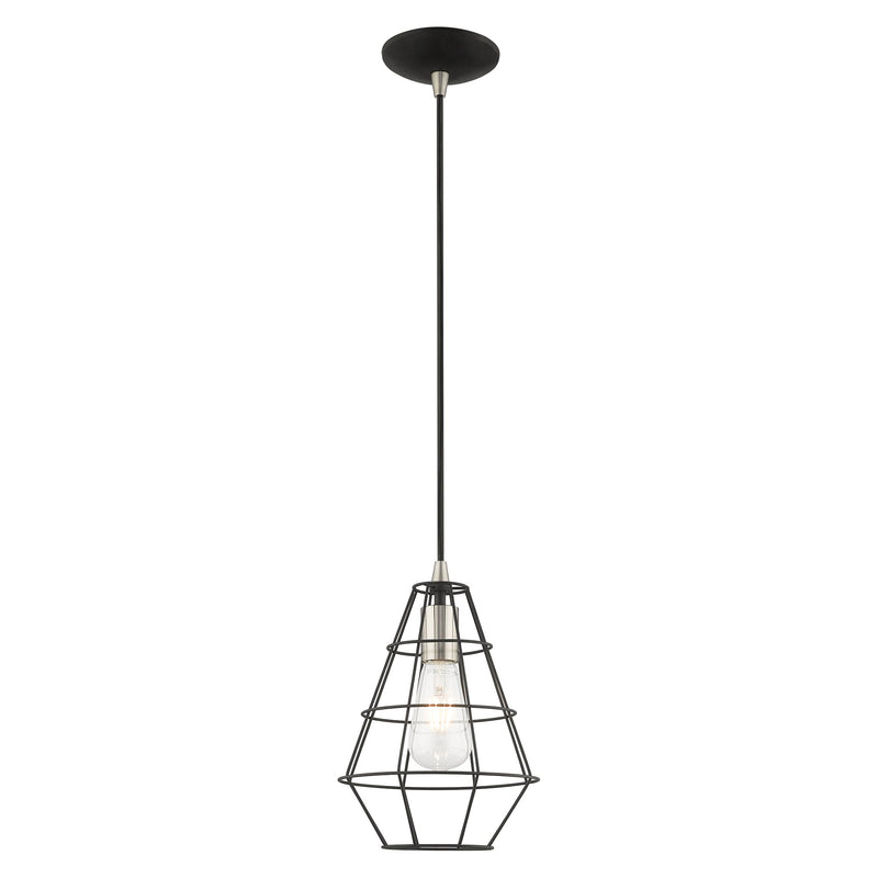 Bedford Pendant in Black with Brushed Nickel Accents