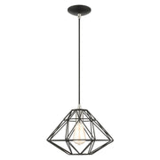 Knox 13.5" Pendant in Black with Brushed Nickel Accents