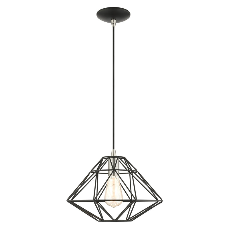 Knox 13.5" Pendant in Black with Brushed Nickel Accents
