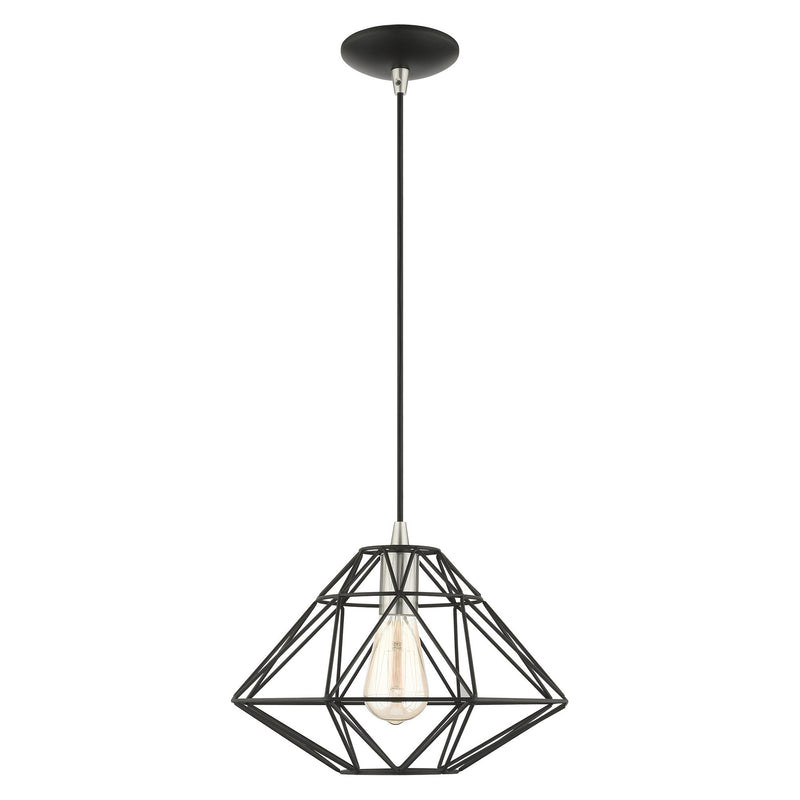 Knox 13.5" Pendant in Black with Brushed Nickel Accents