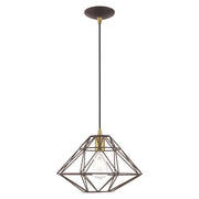 Knox 13.5" Pendant in Bronze with Antique Brass Accents