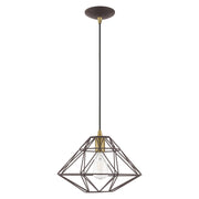 Knox 13.5" Pendant in Bronze with Antique Brass Accents