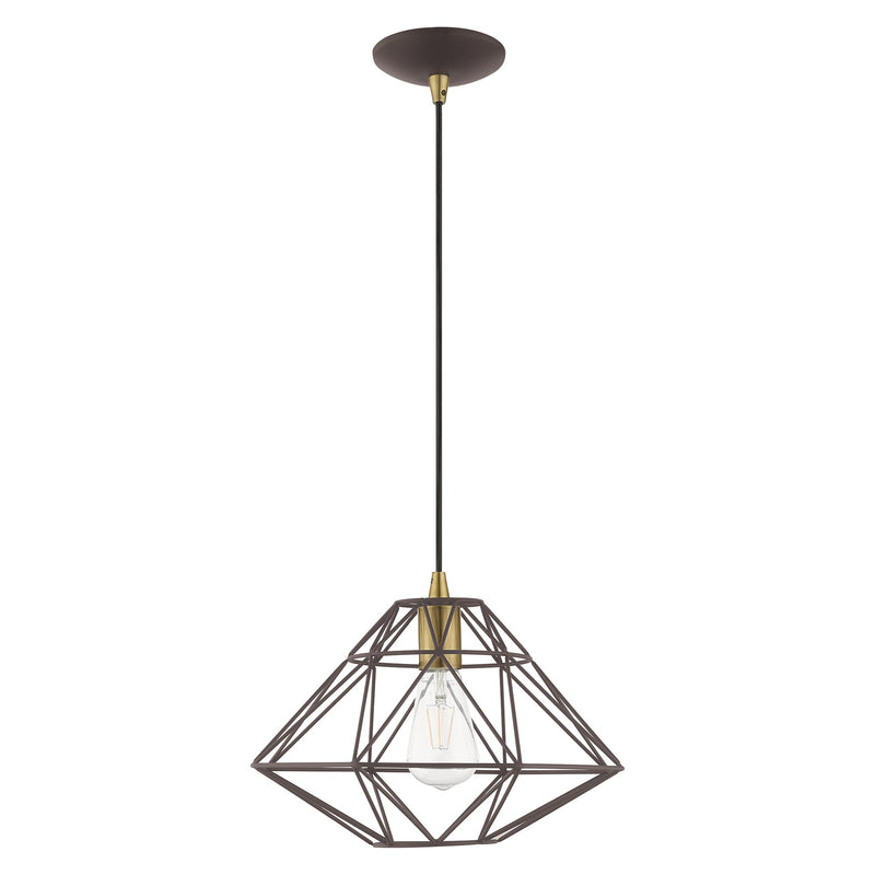 Knox 13.5" Pendant in Bronze with Antique Brass Accents