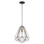 Knox 12.25" Pendant in Bronze with Antique Brass Accents